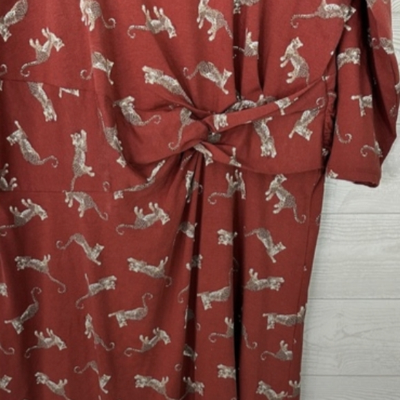 Lands End Leopard Dress Cheetah 1X Plus Cotton Spandex - Picture 4 of 8